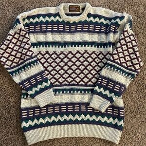 vintage "Authentic" sweater Fair Isle striped geometric grandpa sweater